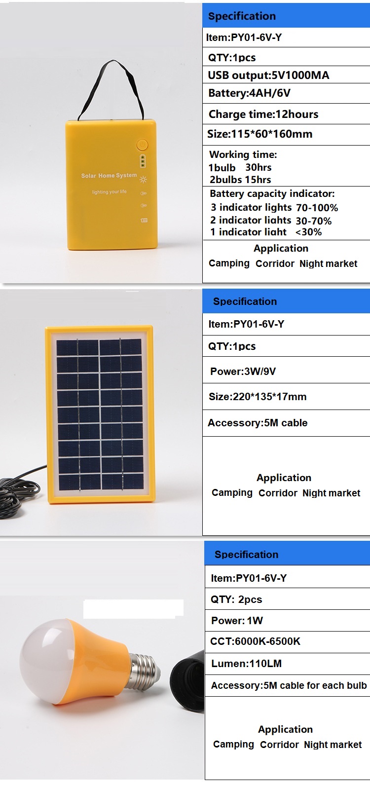 Solar panel lighting system — product information 11