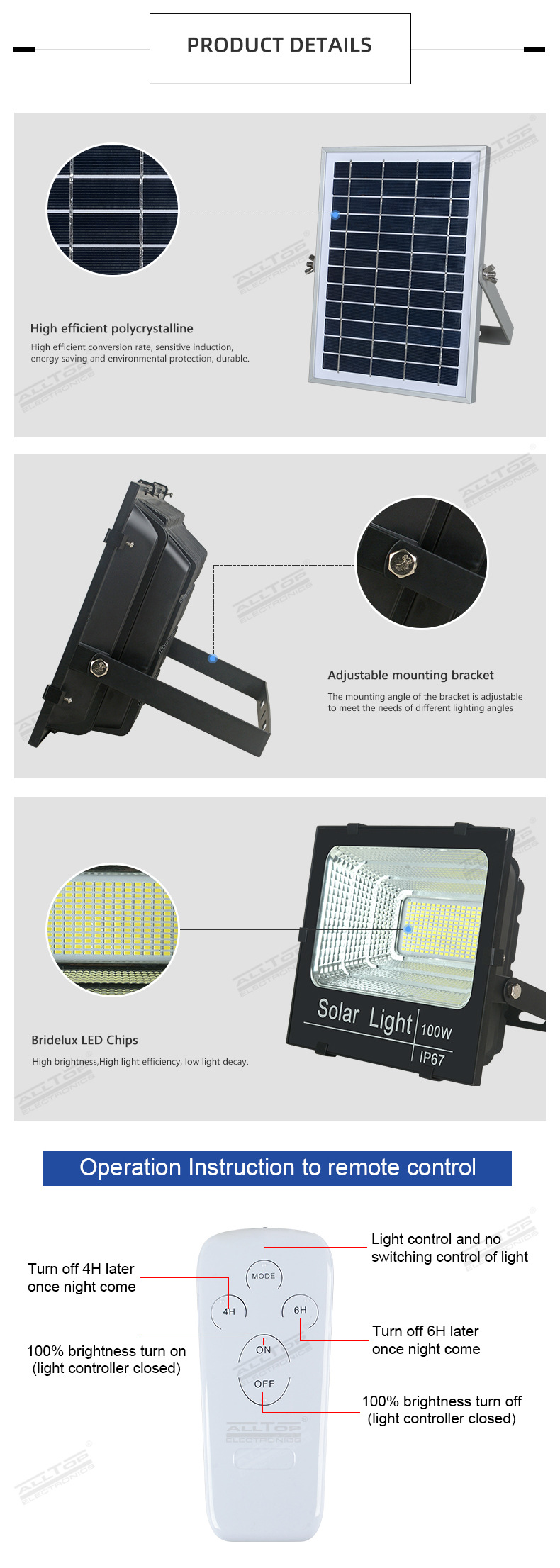 Solar garden floodlight — product information 12