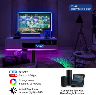Flexible LED Strip Lights Smart Remote Control RGB Light for Energy and Mood Lighting