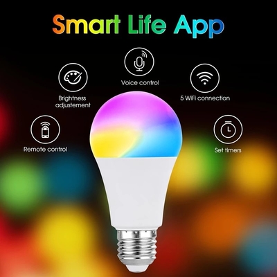 Remote Control RGBW Smart Bulb with Wifi Connectivity and Aluminum Lamp Body Material