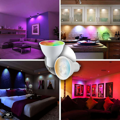 Multi Color Dimmable GU10 CCT RGB LED Spotlight with 5W Power and Aluminum PCC Material