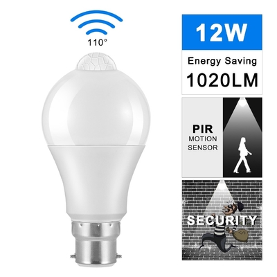 12w Body Sensor Control Bulb With E27 E26 B22 Light Base 2- and 80lm/W Lumen