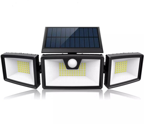 Adjustable 132 LED Solar Wall Lights 3 Head Motion Sensor Lights for Porch Garden Patio Yard 6000K