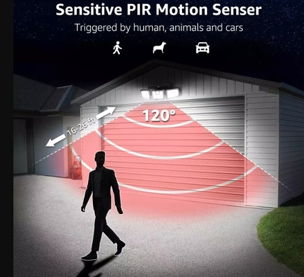 Adjustable 132 LED Solar Wall Lights 3 Head Motion Sensor Lights for Porch Garden Patio Yard 6000K