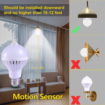 Motion Sensor Lamp High Lumen Induction Bulb 3000k 4000k 6000k White 5w 7w 9w 12w for Home