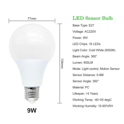 LED Light Source 5w 7w 9w 12w 18w 220v Passive Infrared Motion Sensor Led Radar Lamp