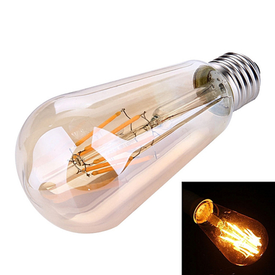 6W Filament LED ST64 Teardrop Bulb E27 Base 3000K Dimmable Vintage Bulb with 110lm/w