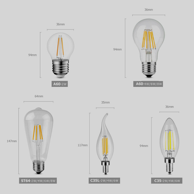 6W Filament LED ST64 Teardrop Bulb E27 Base 3000K Dimmable Vintage Bulb with 110lm/w