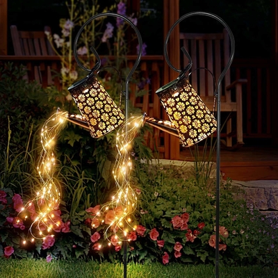 Retro Metal Hanging Solar Lamp Warm White String Lights for Outdoor Garden Decoration