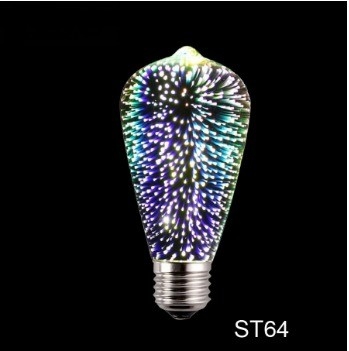 Lighting and Circuitry Design Most Popular Standard Base 3D Fireworks-effect LED Light Bulb