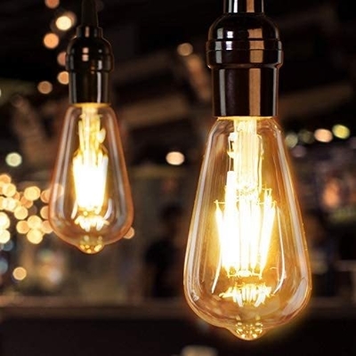 AC Power Supply Vintage Amber Glass ST19 LED Light Bulb Dimmable 40W Replacement Warm Candle Medium Base