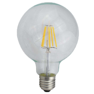 110 lm/w E26 E27 9W G125 G95 LED Filament Bulb with Dimmable Function and Amber Glass